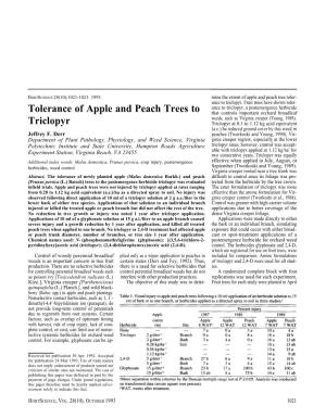 Tolerance of Apple and Peach Trees to Triclopyr