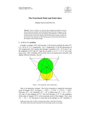 The Feuerbach Point and Euler Lines