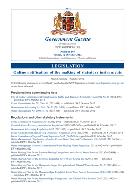 New South Wales Government Gazette No. 41 of 12 October