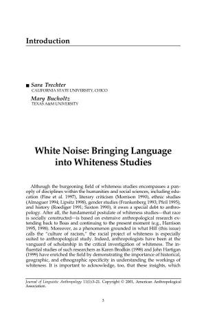 White Noise: Bringing Language Into Whiteness Studies
