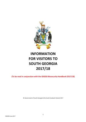 Information for Visitors to South Georgia 2017-18