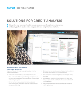 Solutions for Credit Analysis