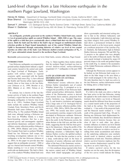 Land-Level Changes from a Late Holocene Earthquake in the Northern Puget Lowland, Washington