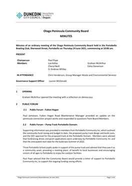 Minutes of Otago Peninsula Community Board
