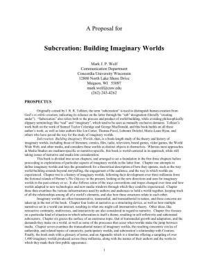 Subcreation: Building Imaginary Worlds