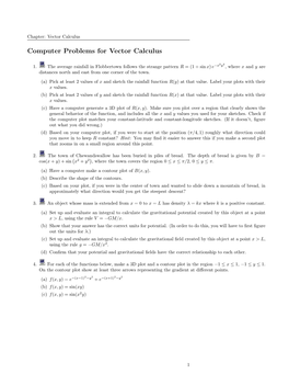 Computer Problems for Vector Calculus