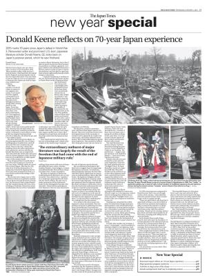 Donald Keene Reflects on 70-Year Japan Experience 2015 Marks 70 Years Since Japan’S Defeat in World War II