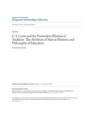 CS Lewis and the Premodern Rhetorical Tradition