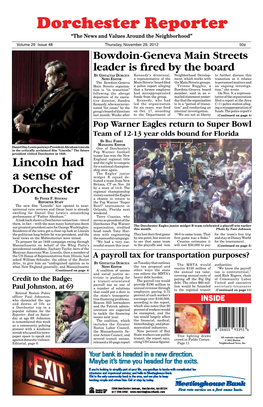 Dorchester Reporter “The News and Values Around the Neighborhood”