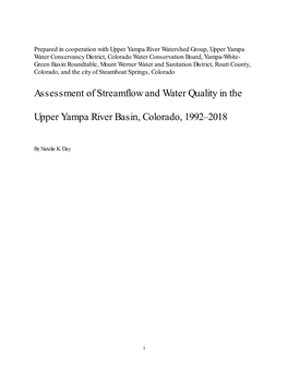 Assessment of Streamflow and Water Quality in the Upper Yampa River Basin, Colorado, 1992–2018