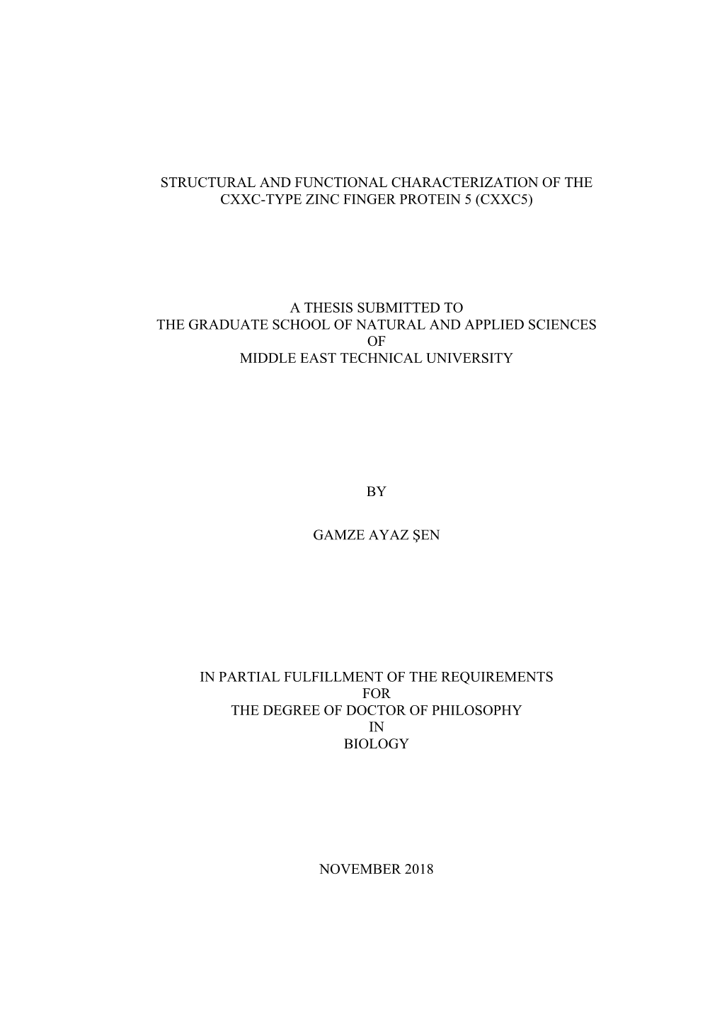 (Cxxc5) a Thesis Submitted to the Graduate
