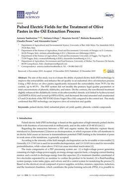 Pulsed Electric Fields for the Treatment of Olive Pastes in the Oil Extraction Process