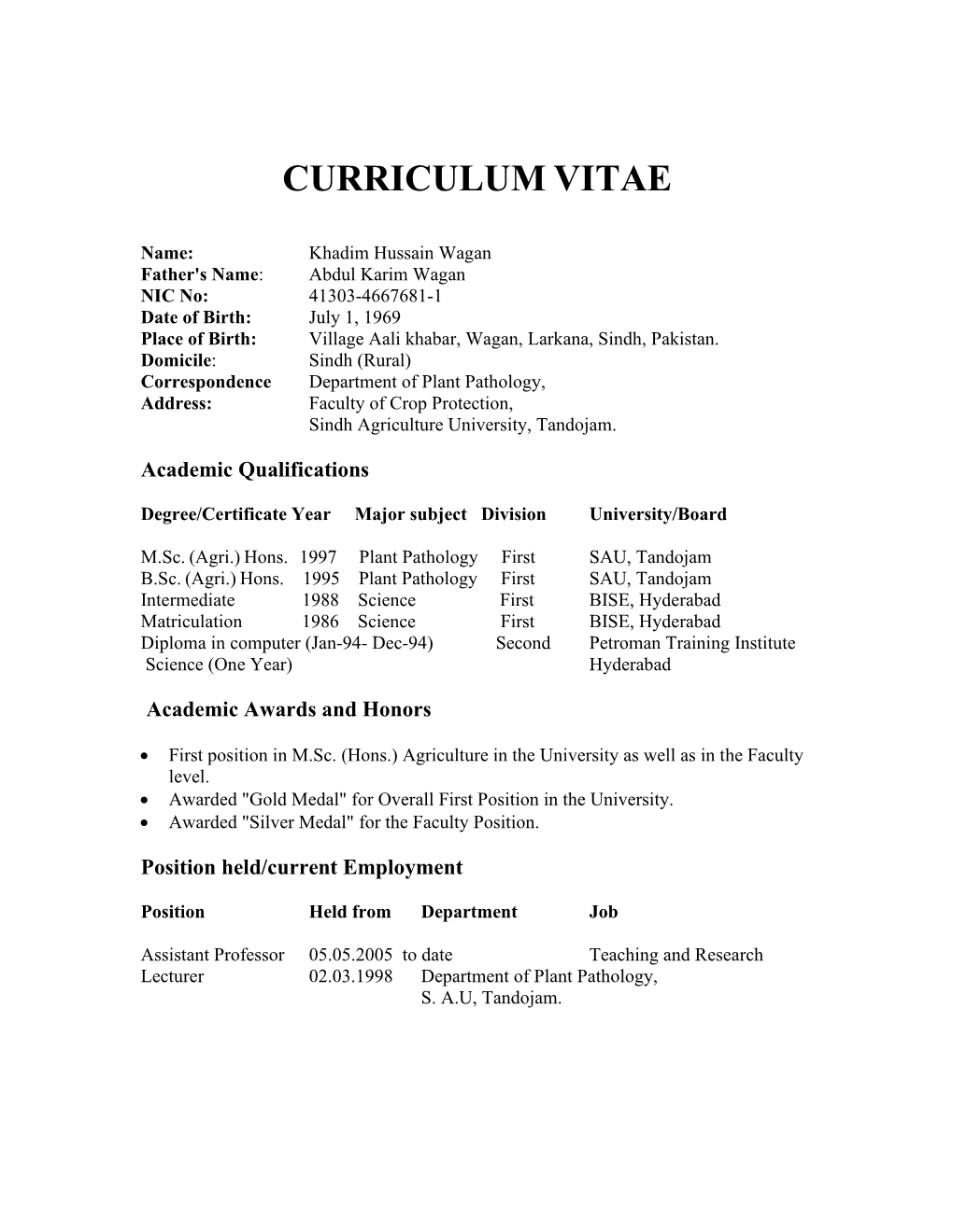 Publications of Mr. Muhammad Mithal Jiskani