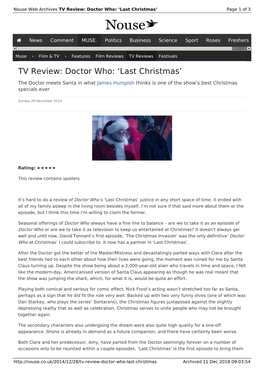 TV Review: Doctor Who: 'Last Christmas' | Nouse