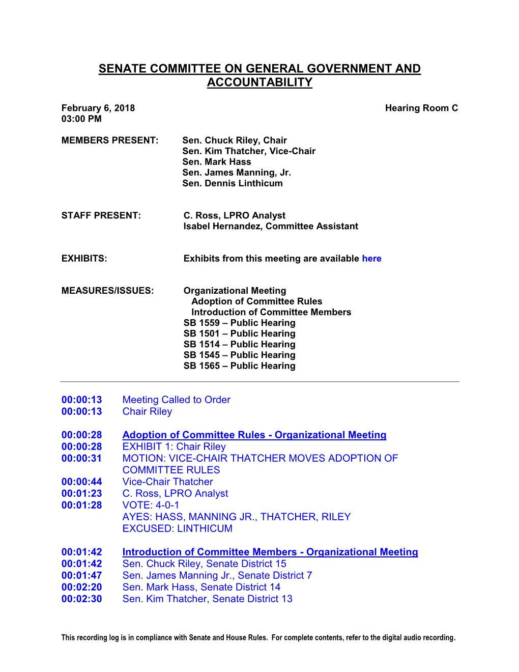 Senate Committee on General Government and Accountability