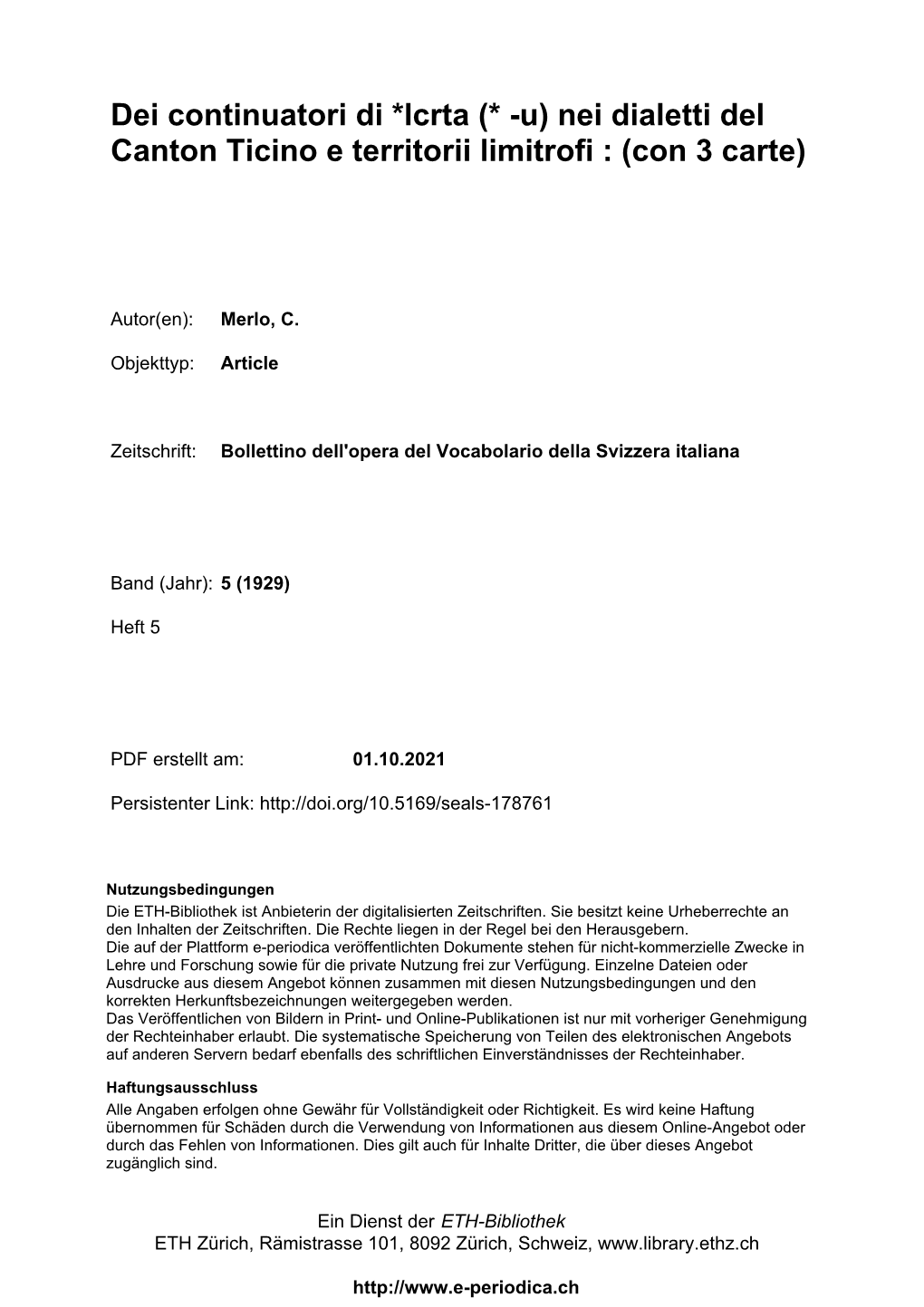 Nei Dialetti Del Canton Ticino E Territorii Limitrofi : (Con 3 Carte)