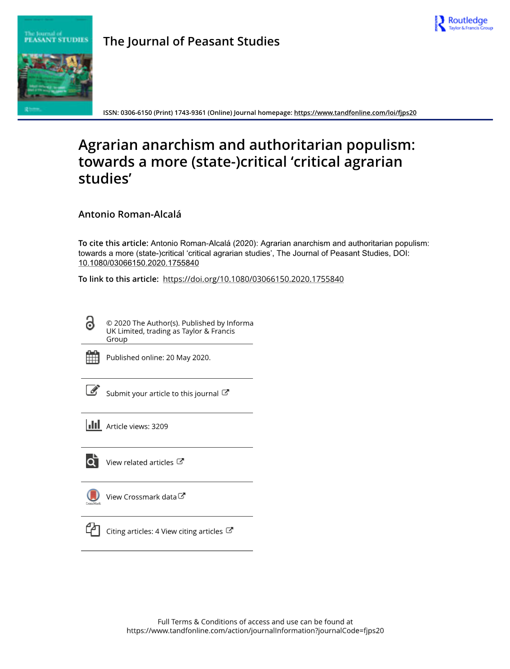 Agrarian Anarchism and Authoritarian Populism: Towards a More (State-)Critical ‘Critical Agrarian Studies’