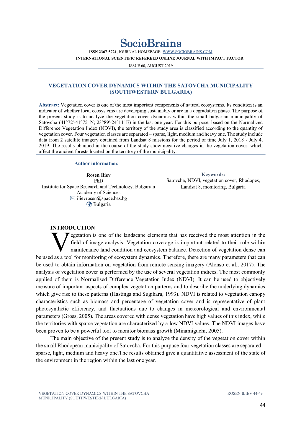 Sociobrains ISSN 2367-5721, JOURNAL HOMEPAGE: INTERNATIONAL SCIENTIFIC REFEREED ONLINE JOURNAL with IMPACT FACTOR