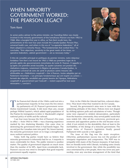 When Minority Government Worked: the Pearson Legacy