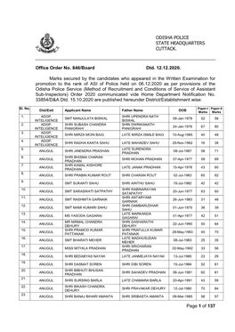 Page 1 of 137 Office Order No. 846/Board Dtd. 12.12.2020. Marks