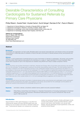 Desirable Characteristics of Consulting Cardiologists for Sustained Referrals by Primary Care Physicians