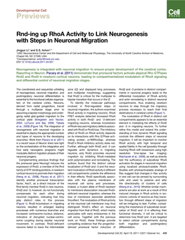 Rnd-Ing up Rhoa Activity to Link Neurogenesis with Steps in Neuronal Migration