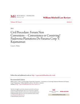 Forum Non Conveniens—Convenience Or Conniving? Paulownia Plantations De Panama Corp