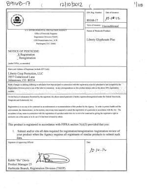 US EPA, Pesticide Product Label, LIBERTY GLYPHOSATE PLUS, 12/10/2012