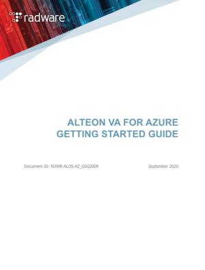 Alteon Va for Azure Getting Started Guide