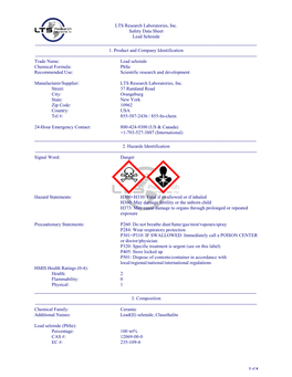 Material Safety Data Sheet