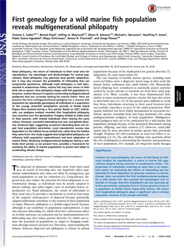 First Genealogy for a Wild Marine Fish Population Reveals Multigenerational Philopatry