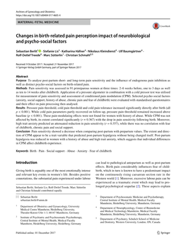 Changes in Birth-Related Pain Perception Impact Of