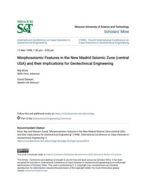 Morphoseismic Features in the New Madrid Seismic Zone (Central USA) and Their Implications for Geotechnical Engineering