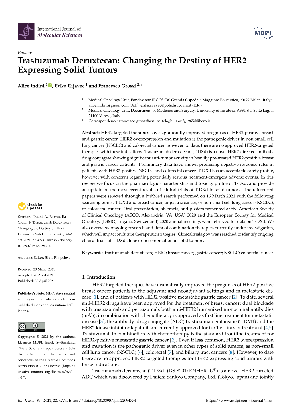 Changing the Destiny of HER2 Expressing Solid Tumors