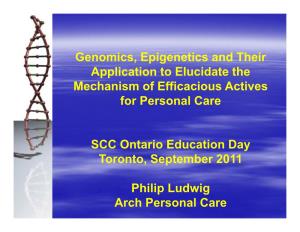 Genomics, Epigenetics and Their Application to Elucidate the Mechanism of Efficacious Actives for Personal Care