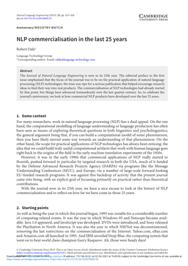 NLP Commercialisation in the Last 25 Years