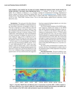 Equatorial Locations of Water on Mars: Improved Resolution Maps Based on Mars Odyssey Neutron Spectrometer Data