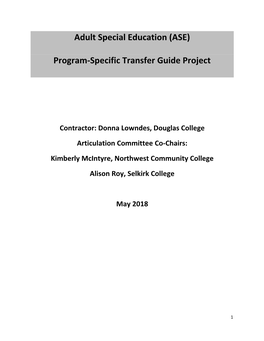 ASE Program Specific Transfer Guide Project