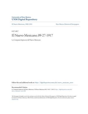 El Nuevo Mexicano, 09-27-1917 La Compania Impresora Del Nuevo Mexicano