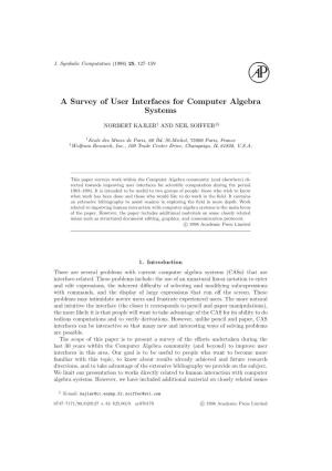 A Survey of User Interfaces for Computer Algebra Systems