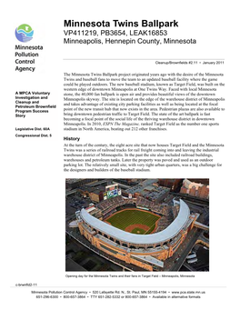 Minnesota Twins Ballpark VP411219, PB3654, LEAK16853 Minneapolis, Hennepin County, Minnesota