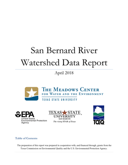 San Bernard River Watershed Data Report April 2018