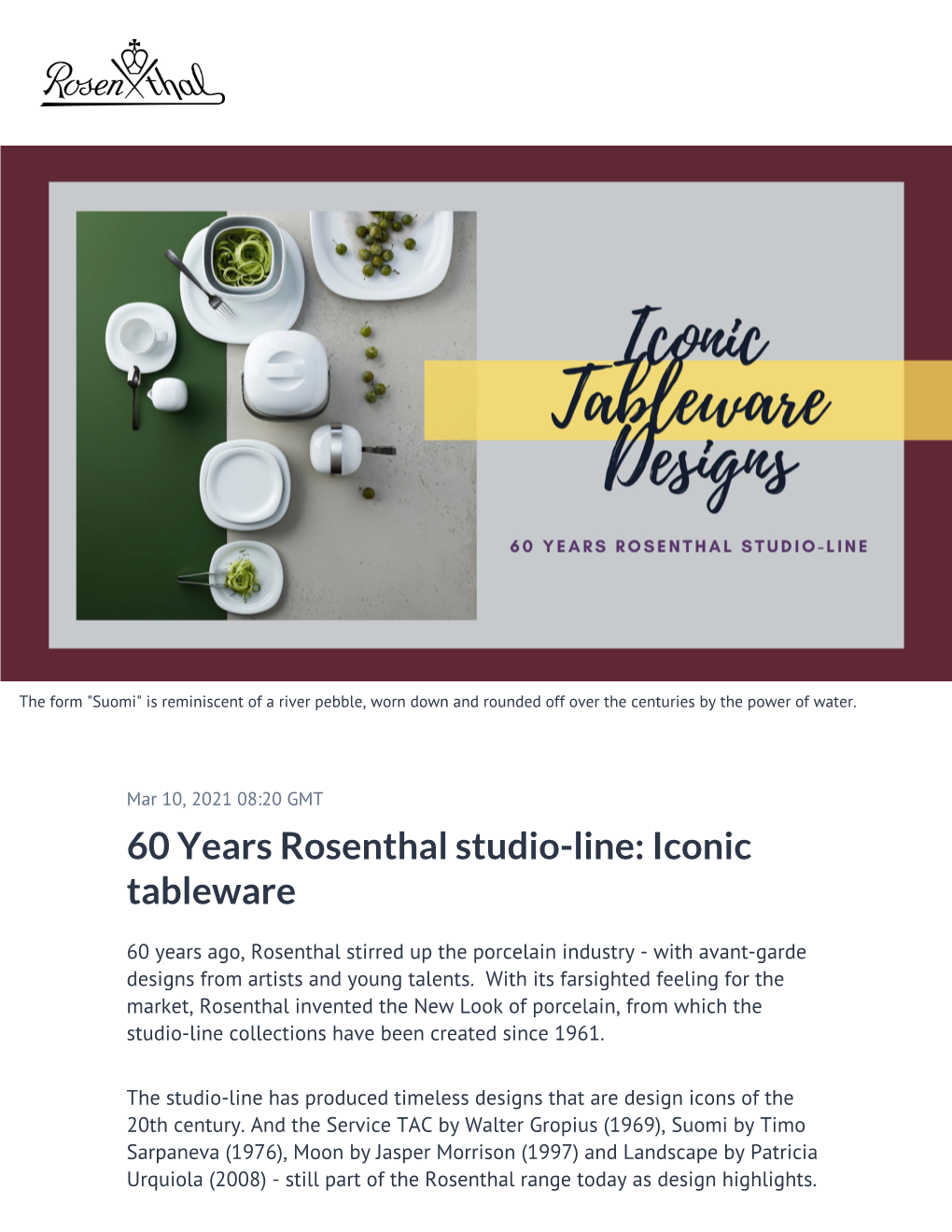 60 Years Rosenthal Studio-Line: Iconic Tableware