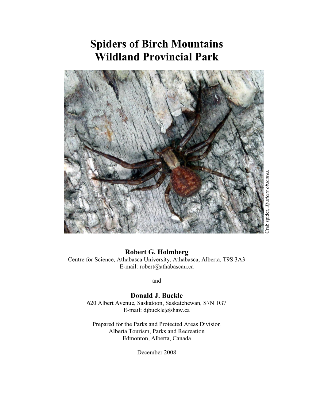 Spiders of Birch Mountains Wildland Provincial Park