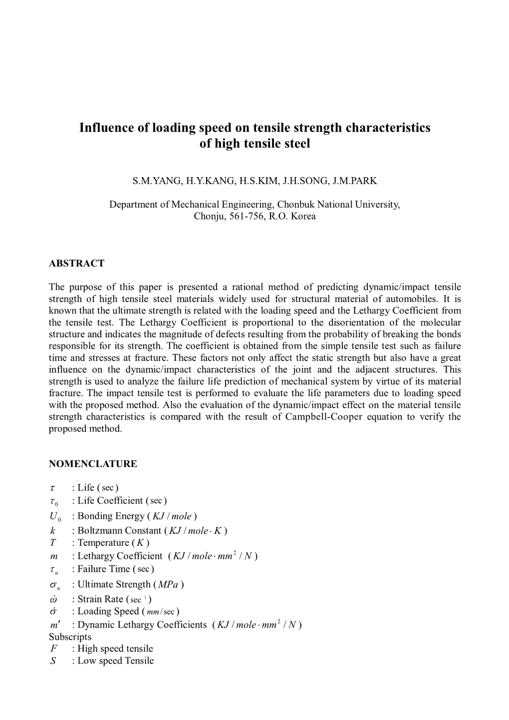 Influence of Loading Speed on Tensile Strength Characteristics of High Tensile Steel