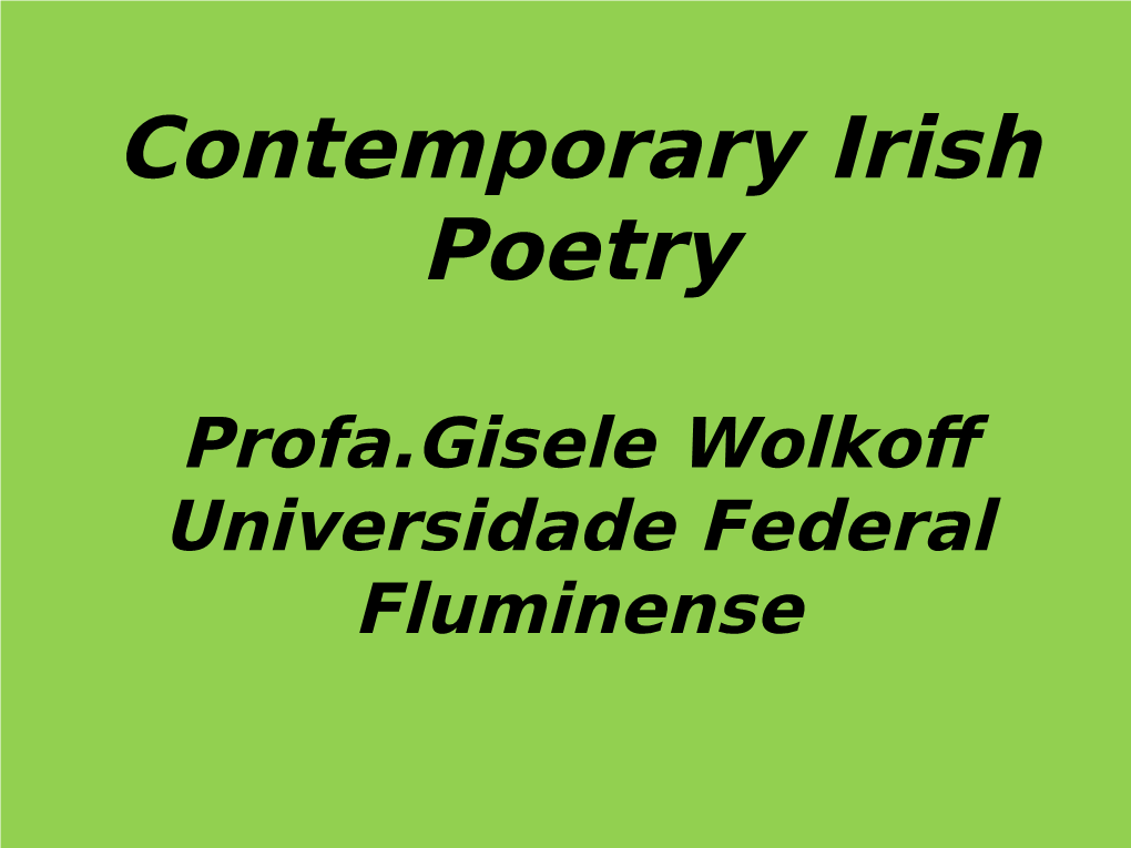 A Few Contemporary Irish and Portuguese Women Poets