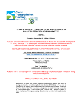 Technical Advisory Committee of the Mobile Source Air Pollution Reduction Review Committee
