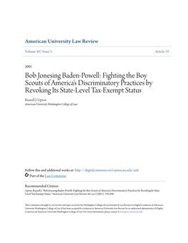 Bob Jonesing Baden-Powell: Fighting the Boy Scouts of America's Discriminatory Practices by Revoking Its State-Level Tax-Exempt Status Russell J