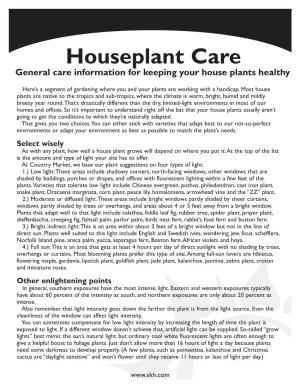 Houseplant Care General Care Information for Keeping Your House Plants Healthy