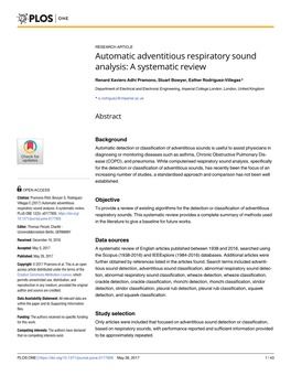 Automatic Adventitious Respiratory Sound Analysis: a Systematic Review